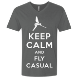 T-Shirts Heavy Metal / X-Small Keep Calm and Fly Casual Men's Premium V-Neck