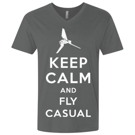 T-Shirts Heavy Metal / X-Small Keep Calm and Fly Casual Men's Premium V-Neck