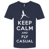 T-Shirts Midnight Navy / X-Small Keep Calm and Fly Casual Men's Premium V-Neck