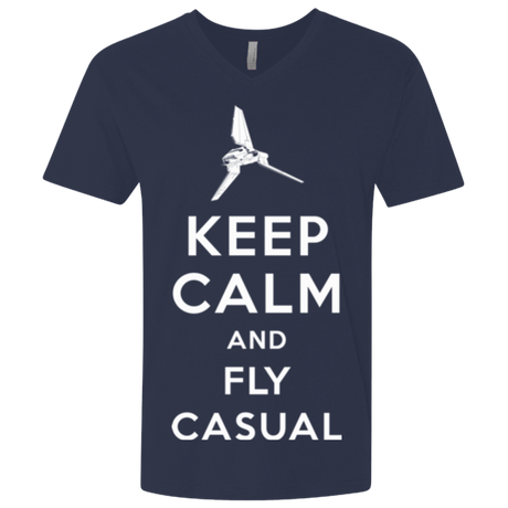 T-Shirts Midnight Navy / X-Small Keep Calm and Fly Casual Men's Premium V-Neck