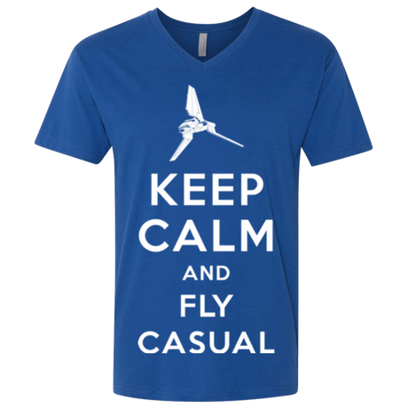 T-Shirts Royal / X-Small Keep Calm and Fly Casual Men's Premium V-Neck