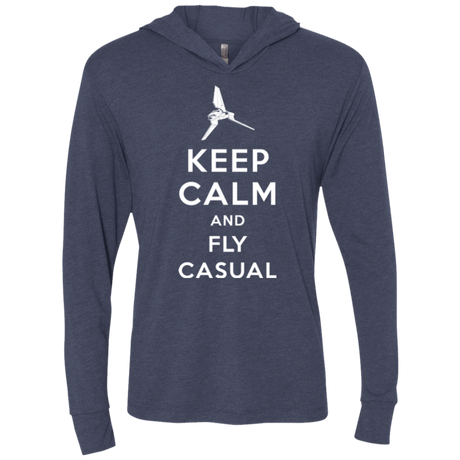 T-Shirts Vintage Navy / X-Small Keep Calm and Fly Casual Triblend Long Sleeve Hoodie Tee