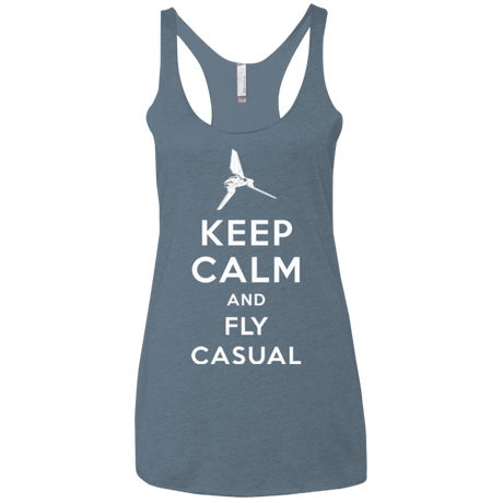 T-Shirts Indigo / X-Small Keep Calm and Fly Casual Women's Triblend Racerback Tank