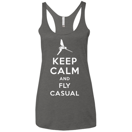 T-Shirts Premium Heather / X-Small Keep Calm and Fly Casual Women's Triblend Racerback Tank