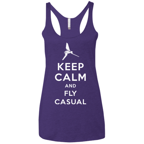 T-Shirts Purple / X-Small Keep Calm and Fly Casual Women's Triblend Racerback Tank