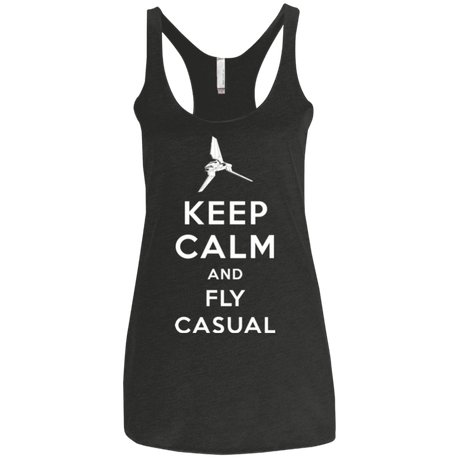 T-Shirts Vintage Black / X-Small Keep Calm and Fly Casual Women's Triblend Racerback Tank