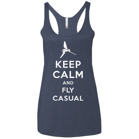 T-Shirts Vintage Navy / X-Small Keep Calm and Fly Casual Women's Triblend Racerback Tank