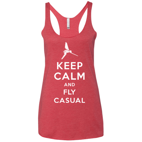 T-Shirts Vintage Red / X-Small Keep Calm and Fly Casual Women's Triblend Racerback Tank