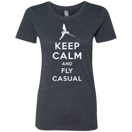 T-Shirts Vintage Navy / Small Keep Calm and Fly Casual Women's Triblend T-Shirt