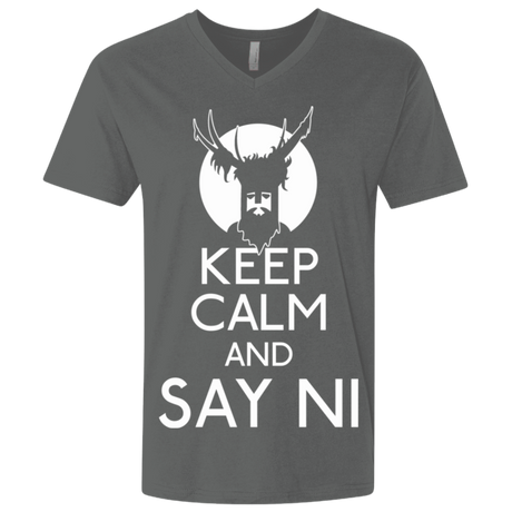 T-Shirts Heavy Metal / X-Small Keep Calm and Say Ni Men's Premium V-Neck