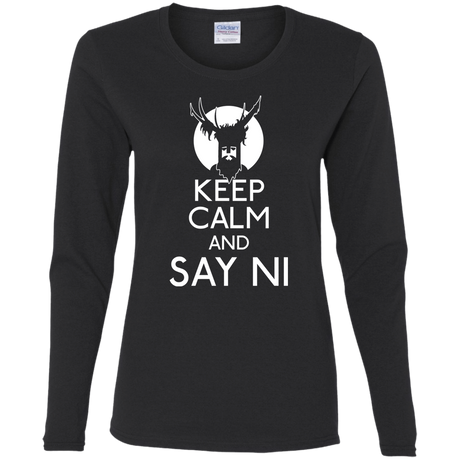 T-Shirts Black / S Keep Calm and Say Ni Women's Long Sleeve T-Shirt