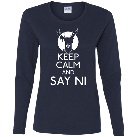 T-Shirts Navy / S Keep Calm and Say Ni Women's Long Sleeve T-Shirt