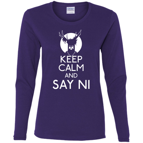 T-Shirts Purple / S Keep Calm and Say Ni Women's Long Sleeve T-Shirt