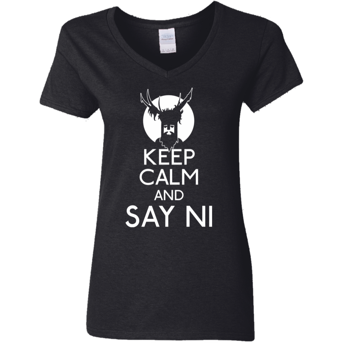 T-Shirts Black / S Keep Calm and Say Ni Women's V-Neck T-Shirt