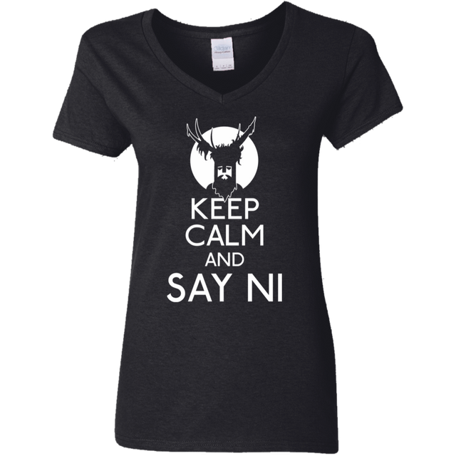 T-Shirts Black / S Keep Calm and Say Ni Women's V-Neck T-Shirt