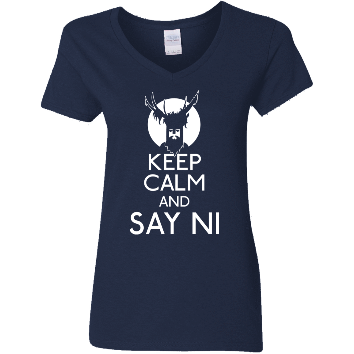 T-Shirts Navy / S Keep Calm and Say Ni Women's V-Neck T-Shirt