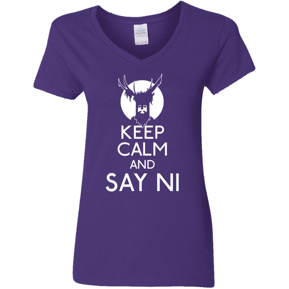 T-Shirts Purple / S Keep Calm and Say Ni Women's V-Neck T-Shirt