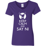 T-Shirts Purple / S Keep Calm and Say Ni Women's V-Neck T-Shirt