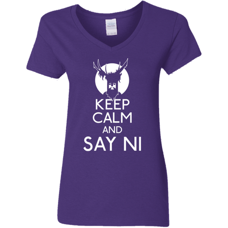 T-Shirts Purple / S Keep Calm and Say Ni Women's V-Neck T-Shirt