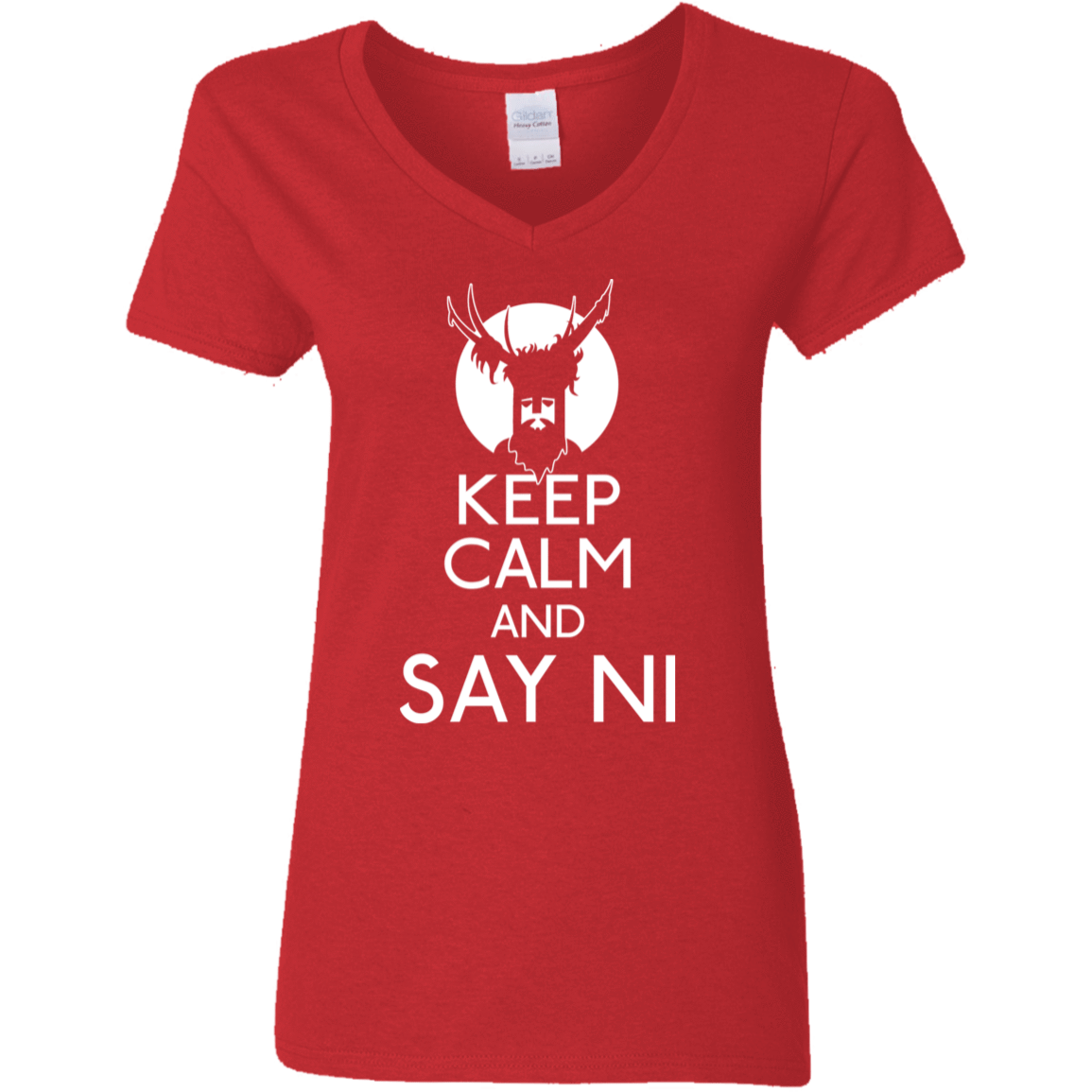 T-Shirts Red / S Keep Calm and Say Ni Women's V-Neck T-Shirt