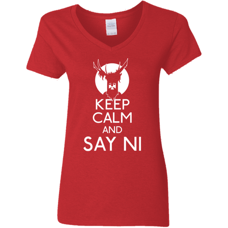 T-Shirts Red / S Keep Calm and Say Ni Women's V-Neck T-Shirt