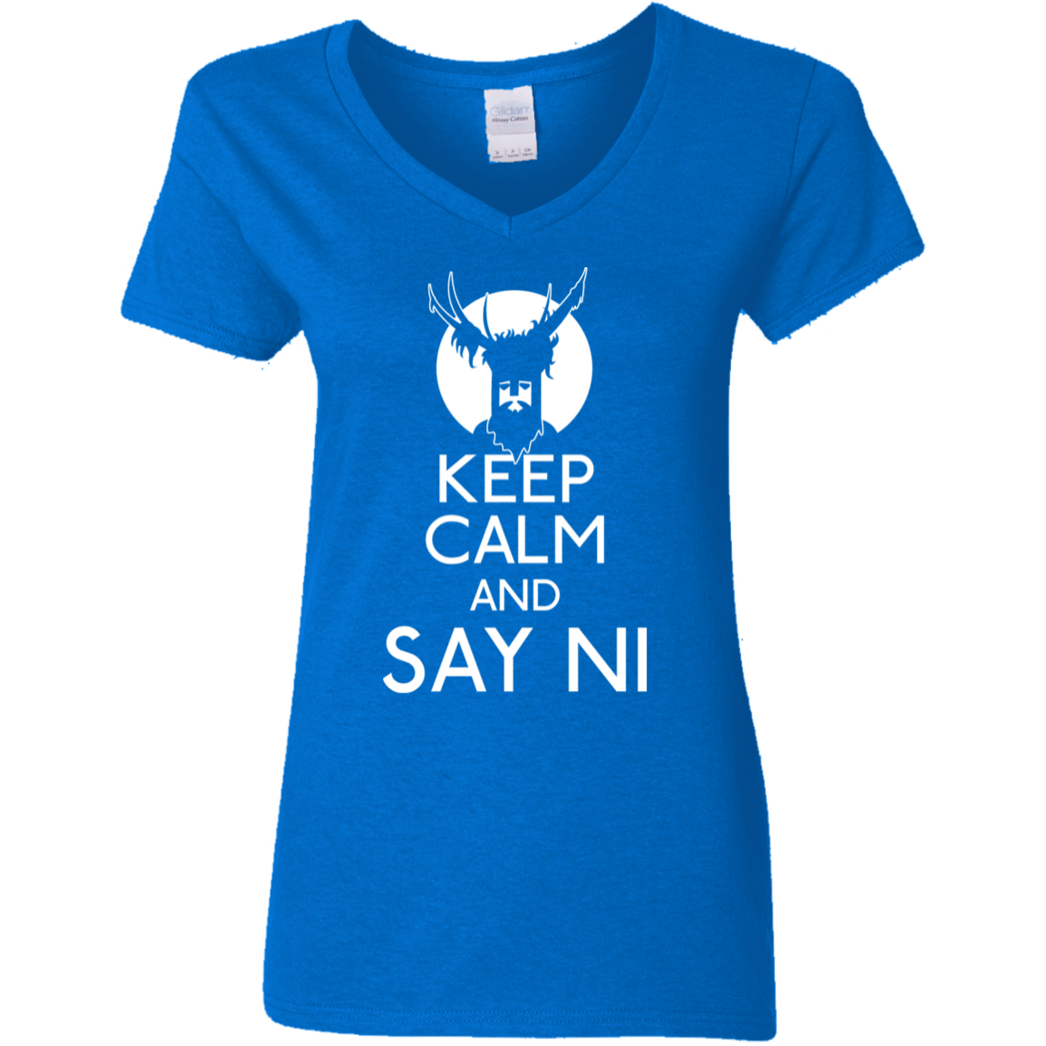 T-Shirts Royal / S Keep Calm and Say Ni Women's V-Neck T-Shirt