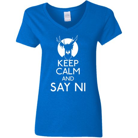 T-Shirts Royal / S Keep Calm and Say Ni Women's V-Neck T-Shirt