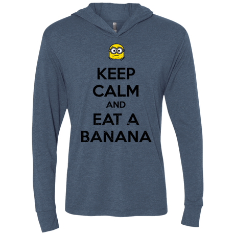 T-Shirts Indigo / X-Small Keep Calm Banana Triblend Long Sleeve Hoodie Tee