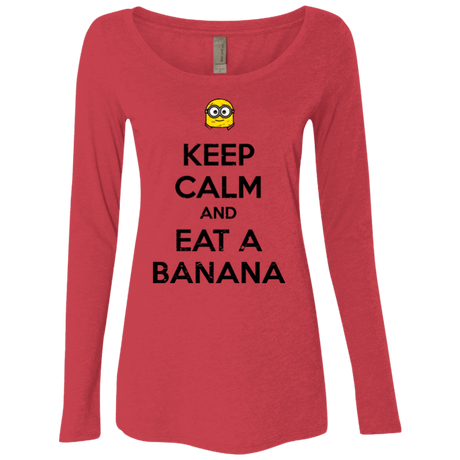 T-Shirts Vintage Red / Small Keep Calm Banana Women's Triblend Long Sleeve Shirt