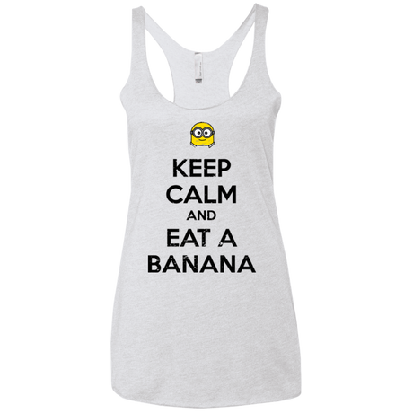 T-Shirts Heather White / X-Small Keep Calm Banana Women's Triblend Racerback Tank