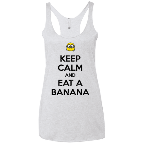 T-Shirts Heather White / X-Small Keep Calm Banana Women's Triblend Racerback Tank