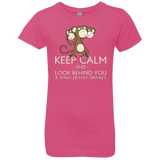 T-Shirts Hot Pink / YXS Keep Calm & Look Behind You A Three Headed Monkey Girls Premium T-Shirt