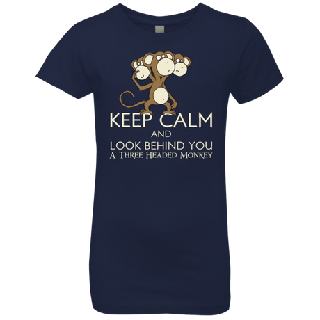 T-Shirts Midnight Navy / YXS Keep Calm & Look Behind You A Three Headed Monkey Girls Premium T-Shirt