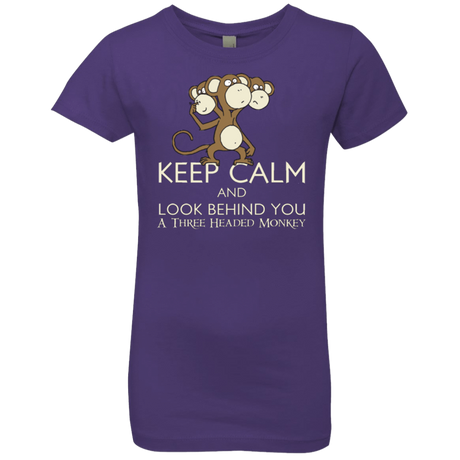 T-Shirts Purple Rush / YXS Keep Calm & Look Behind You A Three Headed Monkey Girls Premium T-Shirt