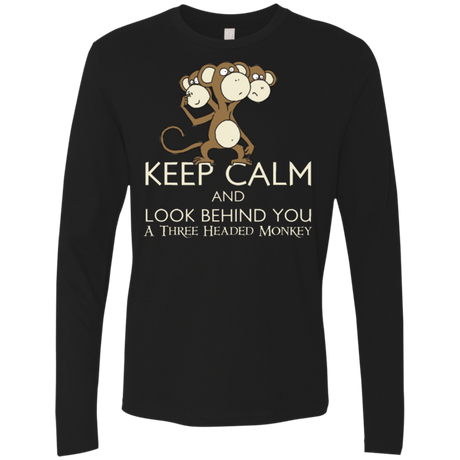 T-Shirts Black / Small Keep Calm & Look Behind You A Three Headed Monkey Men's Premium Long Sleeve