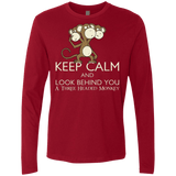 T-Shirts Cardinal / Small Keep Calm & Look Behind You A Three Headed Monkey Men's Premium Long Sleeve