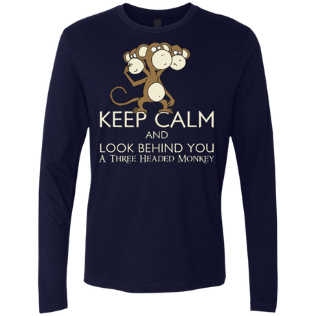 T-Shirts Midnight Navy / Small Keep Calm & Look Behind You A Three Headed Monkey Men's Premium Long Sleeve