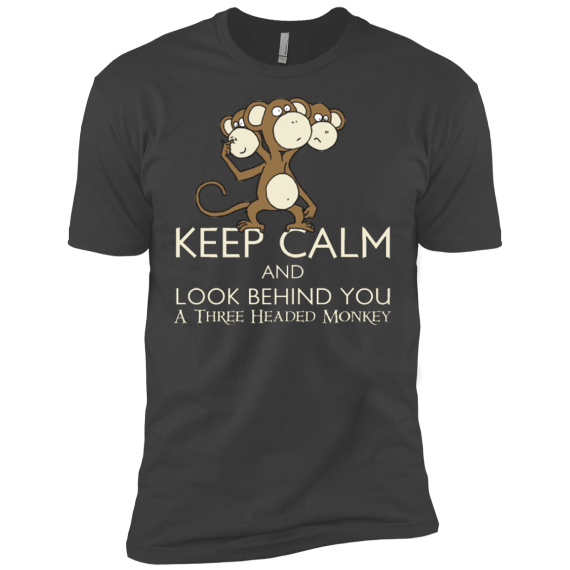 T-Shirts Heavy Metal / X-Small Keep Calm & Look Behind You A Three Headed Monkey Men's Premium T-Shirt