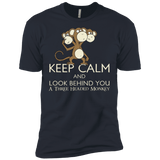 T-Shirts Indigo / X-Small Keep Calm & Look Behind You A Three Headed Monkey Men's Premium T-Shirt