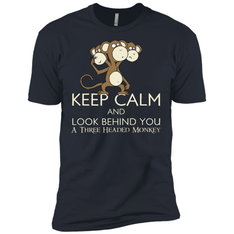 T-Shirts Indigo / X-Small Keep Calm & Look Behind You A Three Headed Monkey Men's Premium T-Shirt