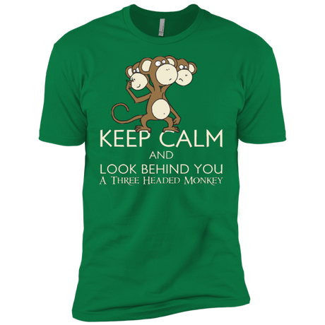 T-Shirts Kelly Green / X-Small Keep Calm & Look Behind You A Three Headed Monkey Men's Premium T-Shirt