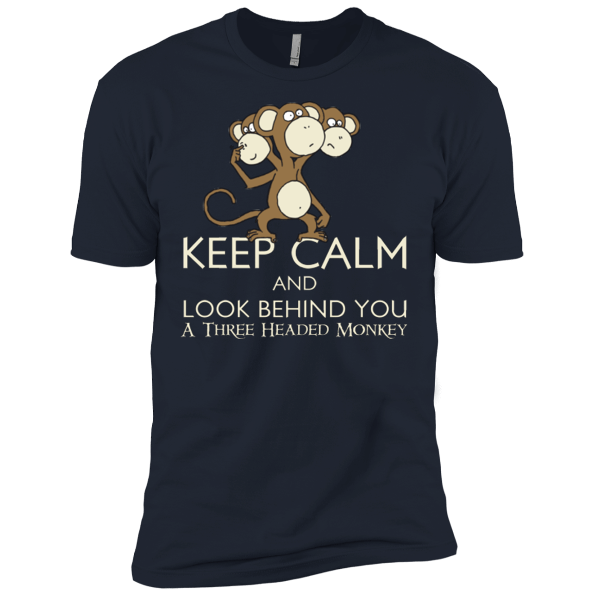 Keep Calm & Look Behind You A Three Headed Monkey Men's Premium T-Shirt