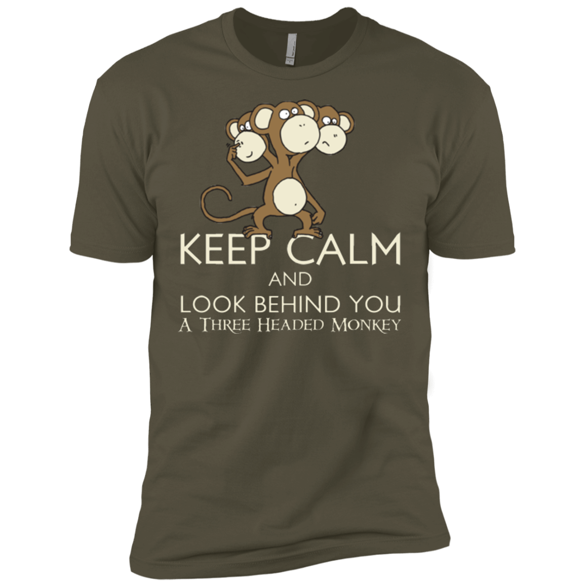 Keep Calm & Look Behind You A Three Headed Monkey Men's Premium T-Shirt