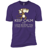T-Shirts Purple / X-Small Keep Calm & Look Behind You A Three Headed Monkey Men's Premium T-Shirt