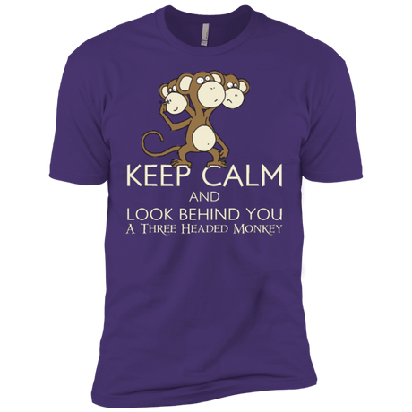 T-Shirts Purple / X-Small Keep Calm & Look Behind You A Three Headed Monkey Men's Premium T-Shirt