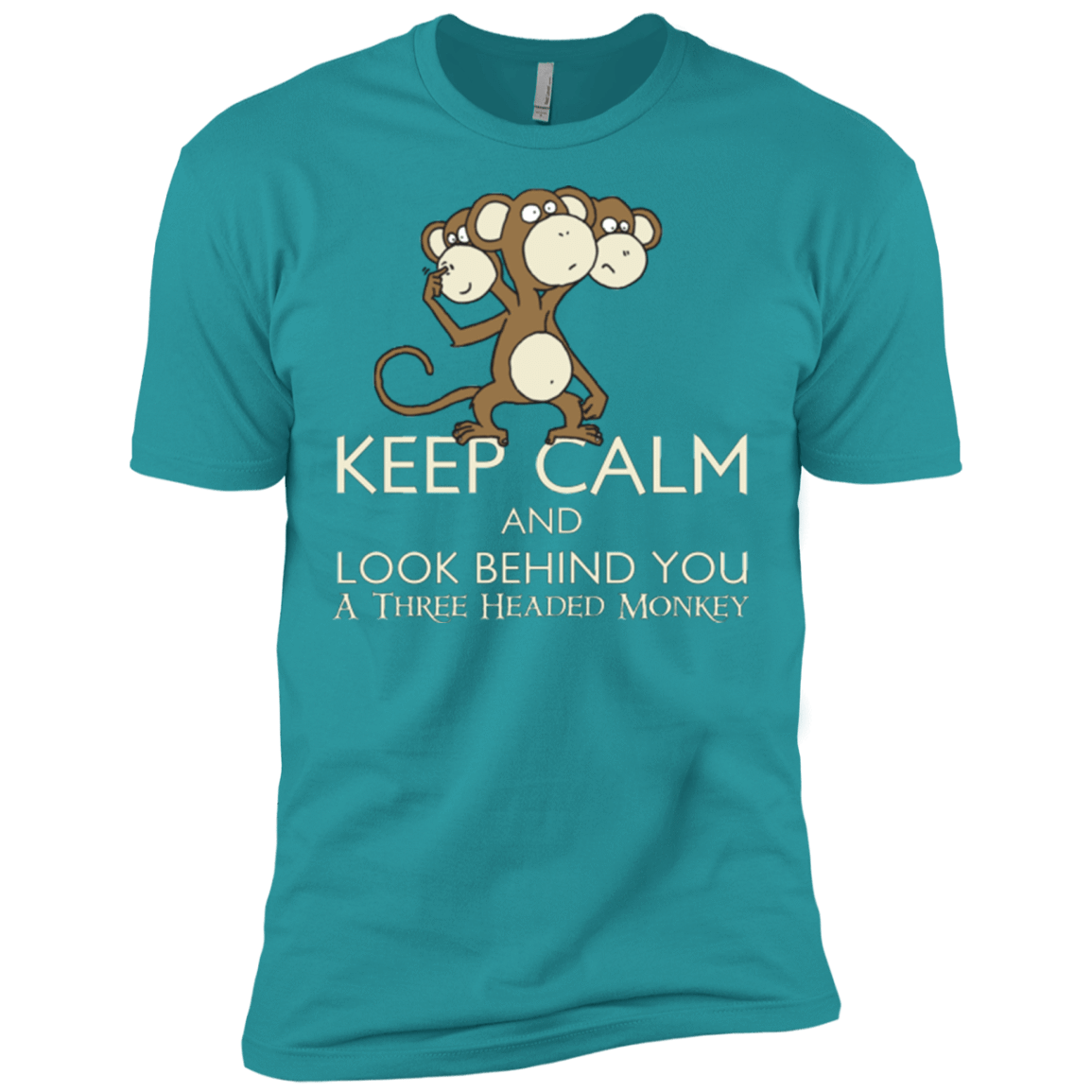 T-Shirts Tahiti Blue / X-Small Keep Calm & Look Behind You A Three Headed Monkey Men's Premium T-Shirt