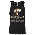 T-Shirts Black / Small Keep Calm & Look Behind You A Three Headed Monkey Men's Premium Tank Top