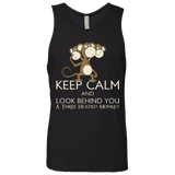 T-Shirts Black / Small Keep Calm & Look Behind You A Three Headed Monkey Men's Premium Tank Top