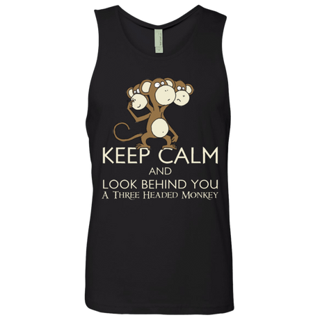 T-Shirts Black / Small Keep Calm & Look Behind You A Three Headed Monkey Men's Premium Tank Top