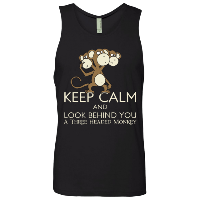 T-Shirts Black / Small Keep Calm & Look Behind You A Three Headed Monkey Men's Premium Tank Top